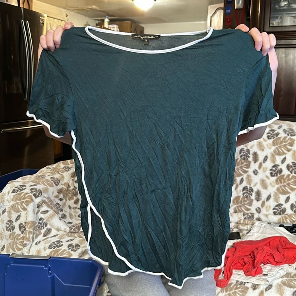 Green and white tee